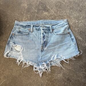 Distressed Old Navy Cut Off Denim Jean Shorts Womens 4 Blue Light Wash 2" Y2K